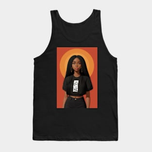 Black Woman with Hoop Earrings Tank Top